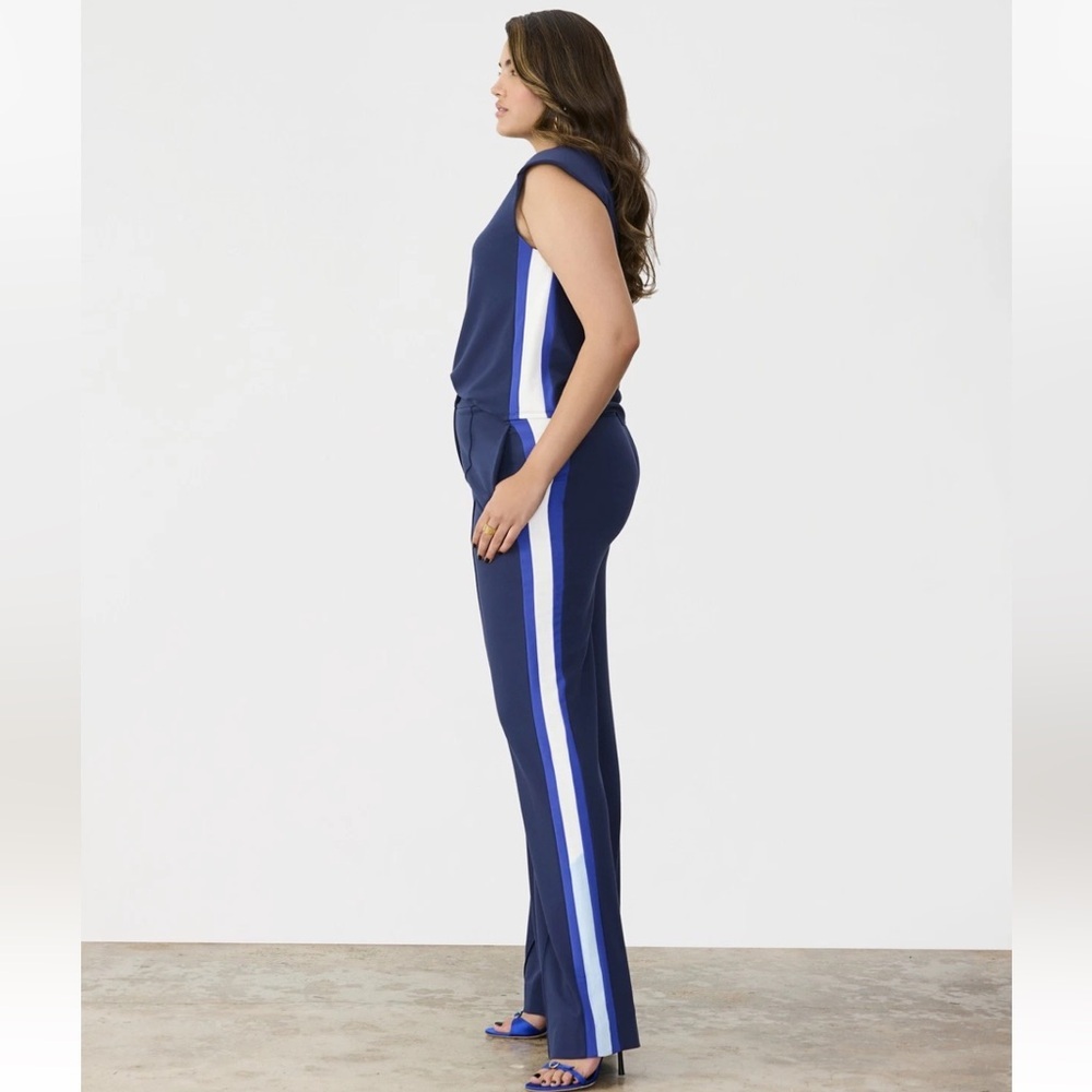 Gstq Side Stripe Wide Leg Pant Midnight Sz 8 NWT